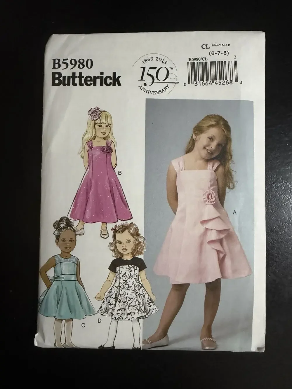 Butterick B5980 Girls' Dress Sewing Pattern Sizes 6-7-8 150th Anniversary